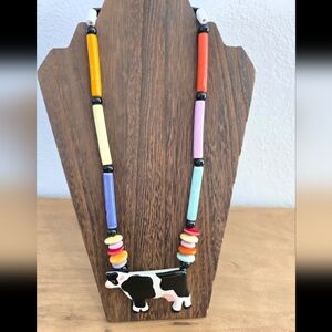 NWT Ruby Z Candace Loheed Colorful Ceramic Cow Pendant  Necklace